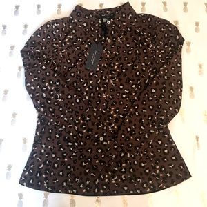 NWT Tommy Hilfiger Brown Black Cheetah Long Sleeve